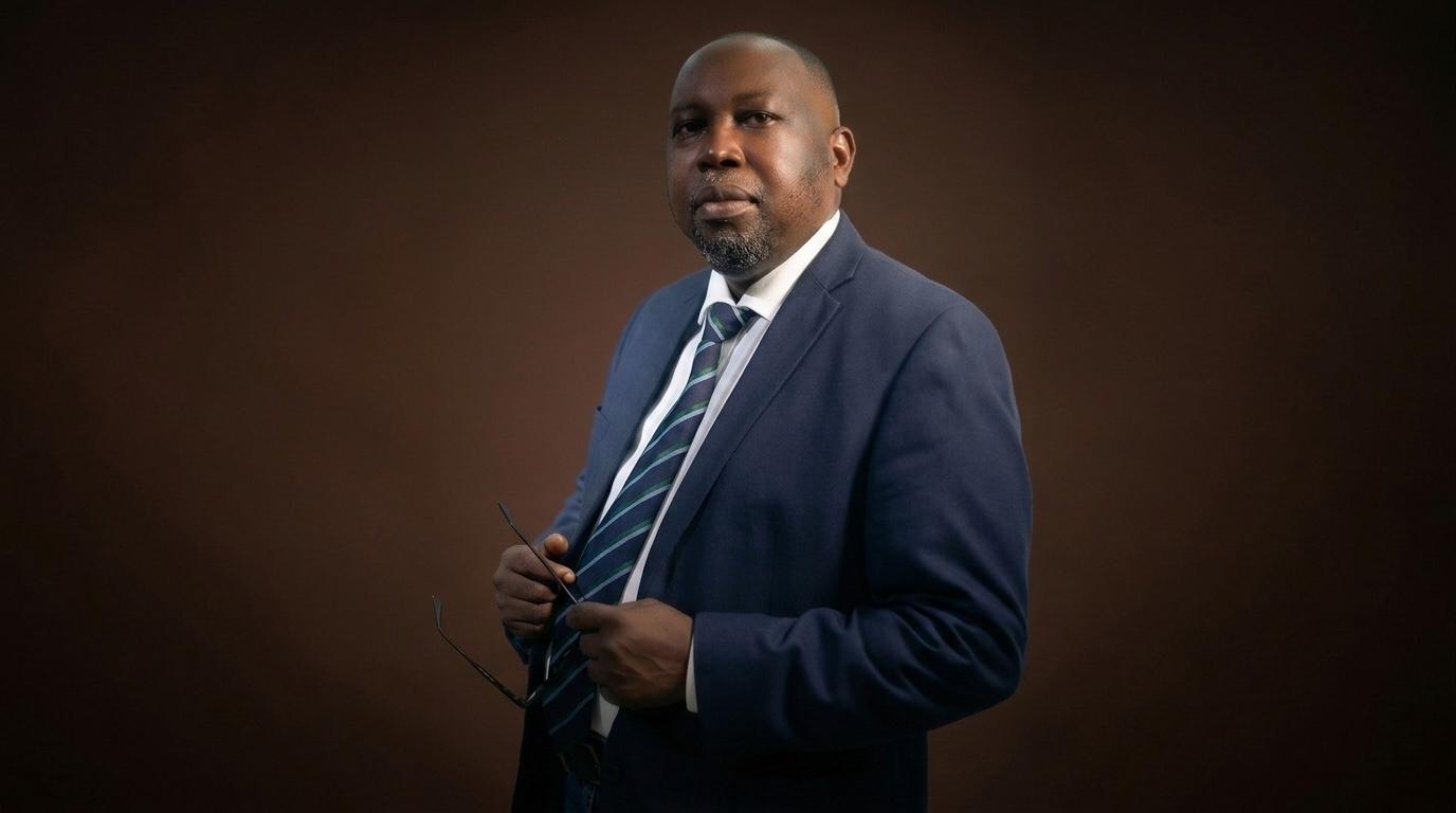 Arc. Akin Akinyemi in executive attire, facing left toward headline text
